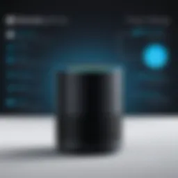 Illustration of Amazon Alexa device with privacy settings interface