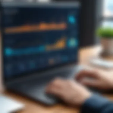 Analyzing Network Performance Metrics A professional analyzing network performance metrics on a laptop.