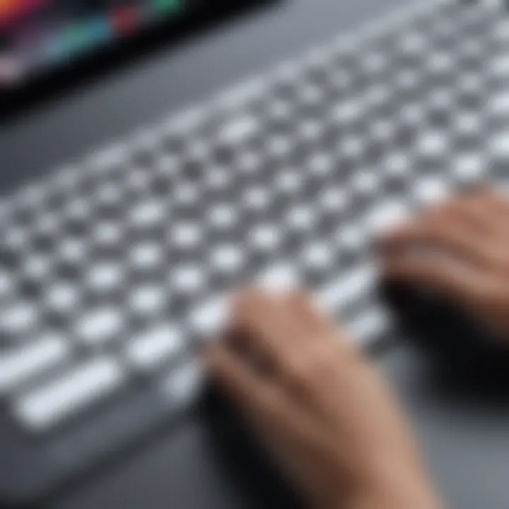 User typing on the Apple Smart Keyboard showcasing its functionality