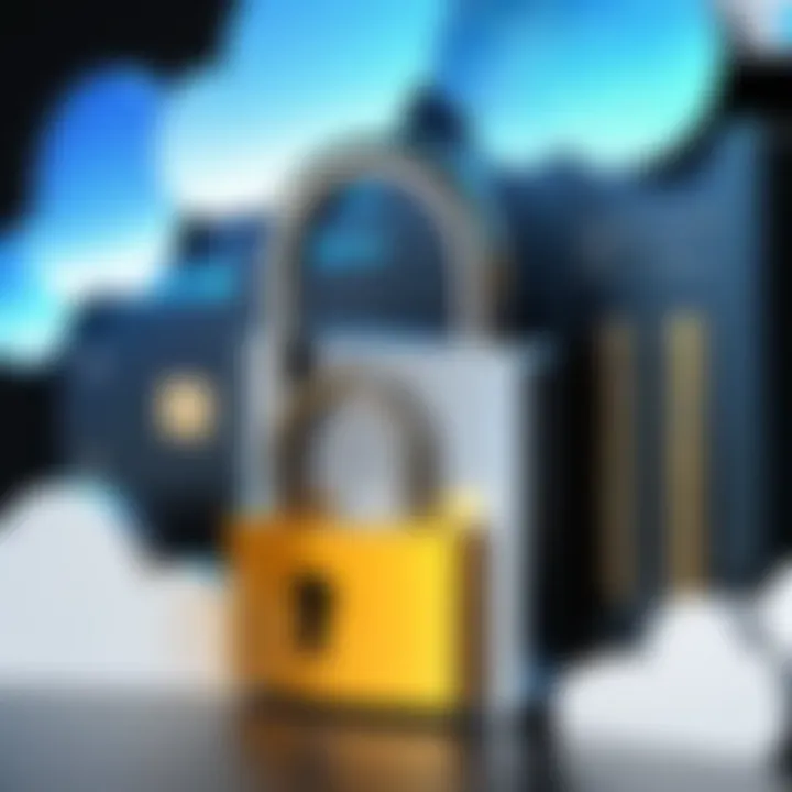 A security lock over digital files, emphasizing the importance of data security in cloud storage.