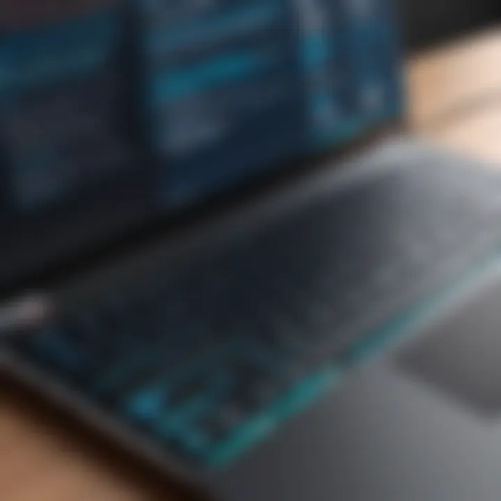Close-up of laptop keyboard and screen showcasing performance