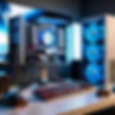 Essential Gaming PC Components An array of gaming PC components displayed on a workbench