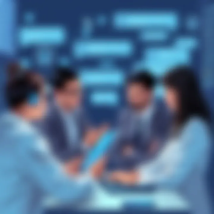 Business professionals collaborating using secure messaging tools