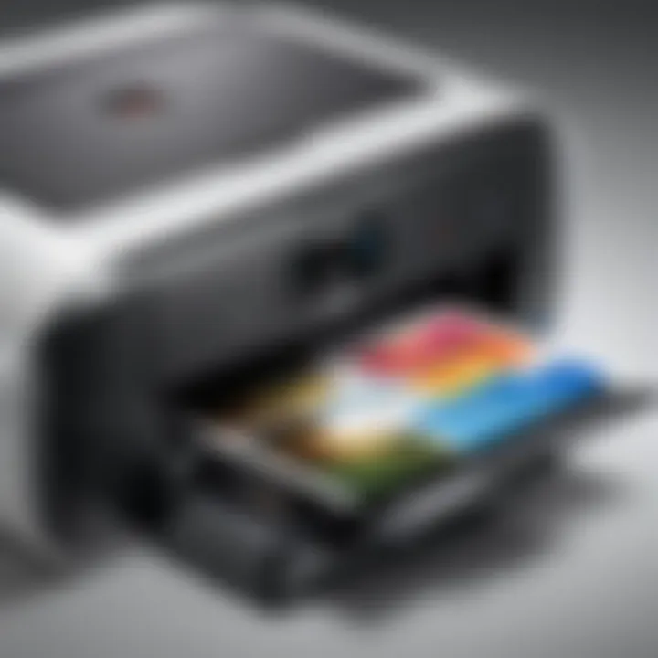 Close-up of Canon printer features and specifications.