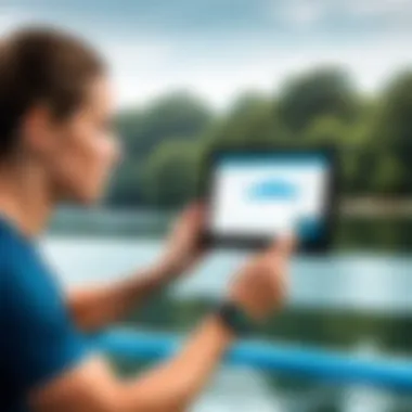 Training Analysis with Garmin App User interacting with Garmin app for training analysis