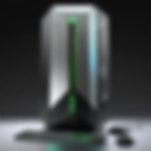 Front view showcasing the sleek design of the HP Pavilion Gaming Desktop