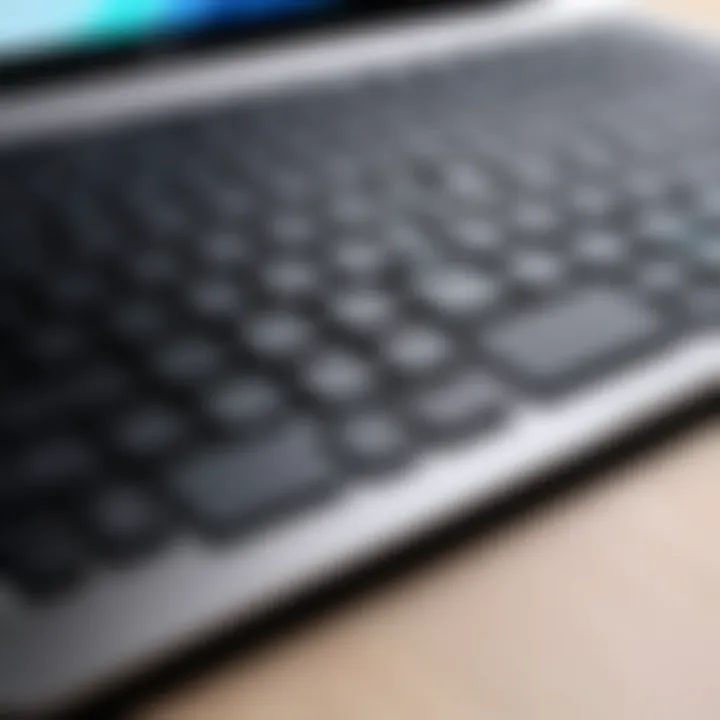 Close-up of the MacBook Air's keyboard and trackpad features