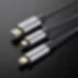 Close-up view of MacBook Pro Lightning cable with detailed connectors