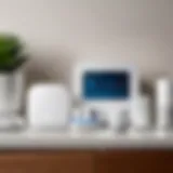 A variety of SmartThings compatible devices arranged on a smart home setup