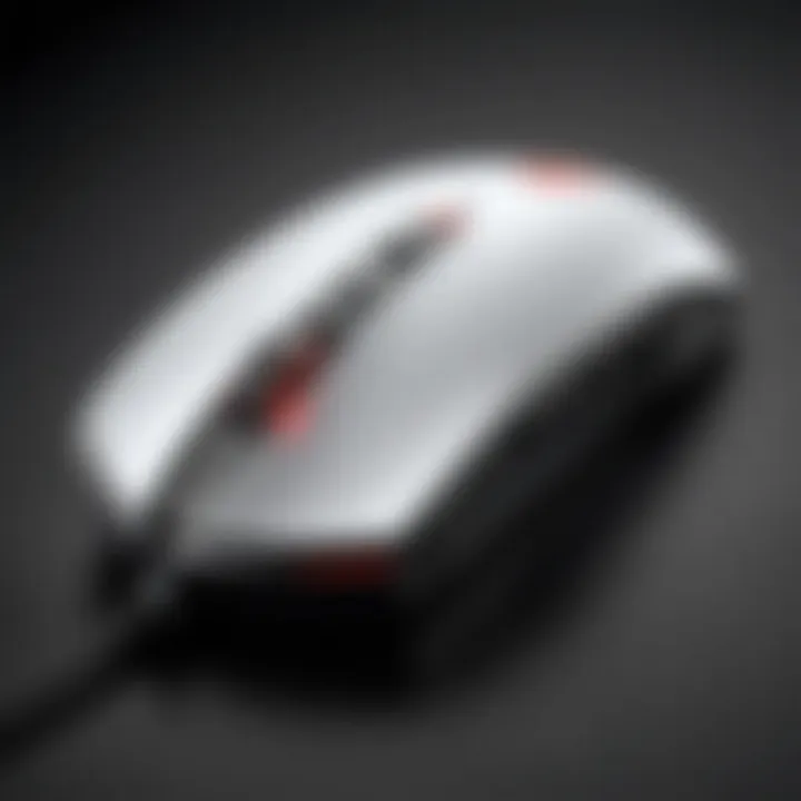 Close-up of the HP Omen Mouse highlighting its technical specifications and features.