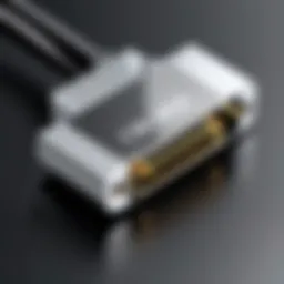 Detailed view of a DisplayPort connection