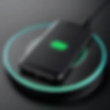 Close-up of a smartphone on a wireless charging pad