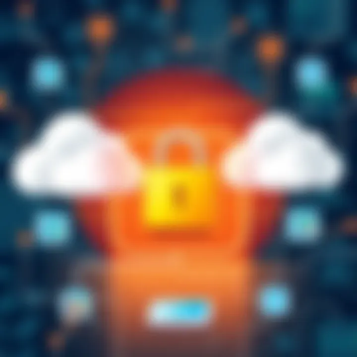 Security protocols in cloud storage depicted visually