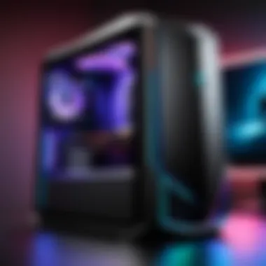 Alienware Gaming Rig with RGB Lighting Side view of a powerful Alienware gaming rig with RGB lighting