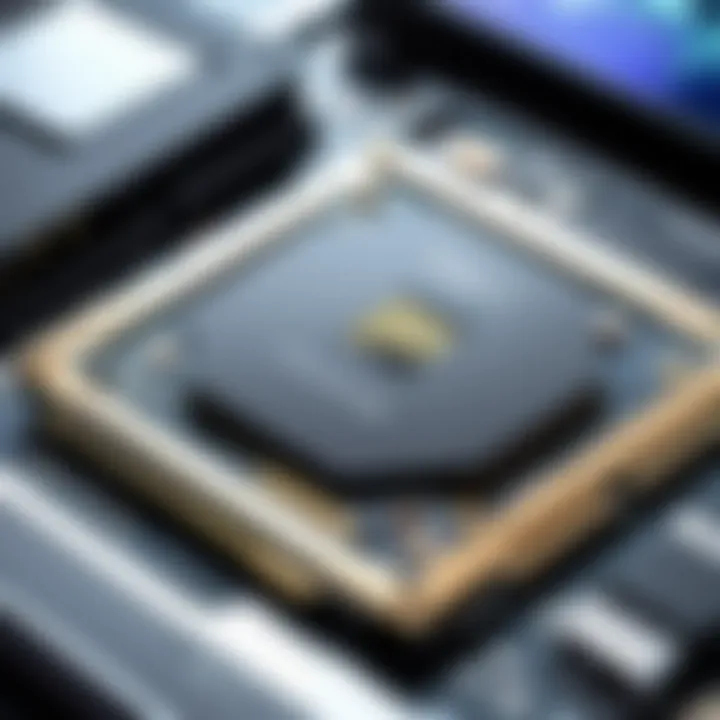 A close-up of the discrete graphics card inside a 13 inch laptop, highlighting its advanced technology