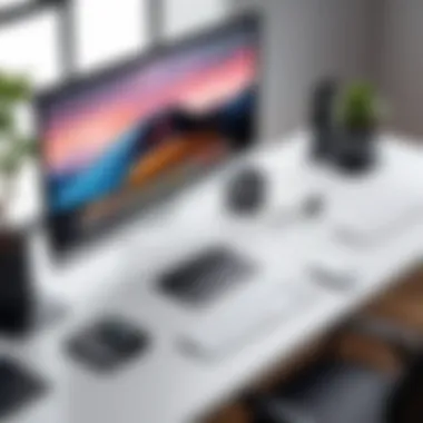 Professional Workspace Featuring Apple LG UltraFine Display Professional setup featuring the Apple LG UltraFine Display in a modern workspace