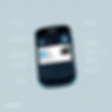 Close-up view of a Blackberry phone displaying its features