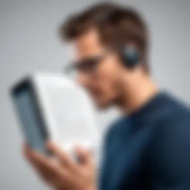 Engaging with Text-to-Speech Technology Close-up of a user interacting with a text-to-speech feature