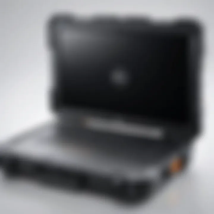 Durable exterior of a Dell rugged laptop case showcasing its robust design