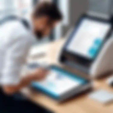 Utilizing Fax Software in a Business Environment Business professional using fax software on a tablet