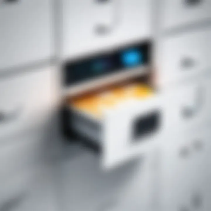 Illustration showcasing digital filing cabinet interface