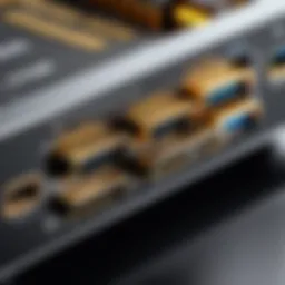 Close view of a graphic card showcasing triple HDMI ports