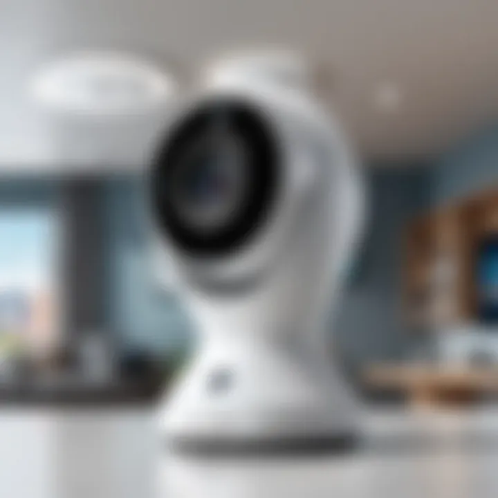 Detailed view of an indoor security camera with cloud connectivity