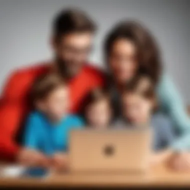 Concept image of families utilizing technology for password sharing