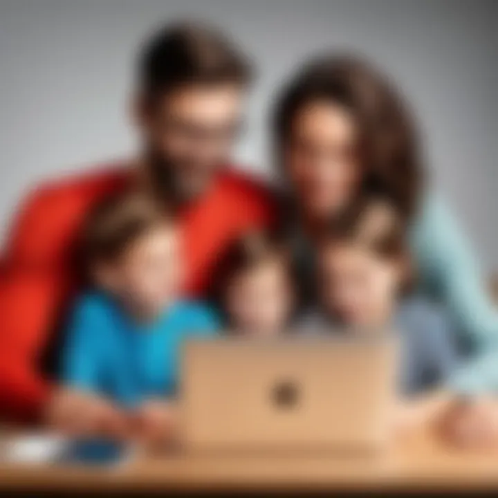 Concept image of families utilizing technology for password sharing