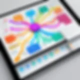 Illustration depicting a vibrant mind map on an iPad screen