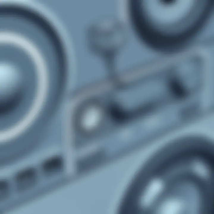 Close-up of speaker controls and connectivity options