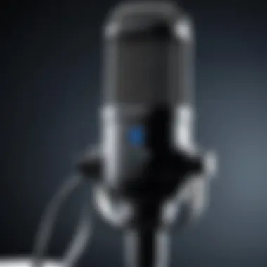 Close-up of a budget-friendly podcast microphone