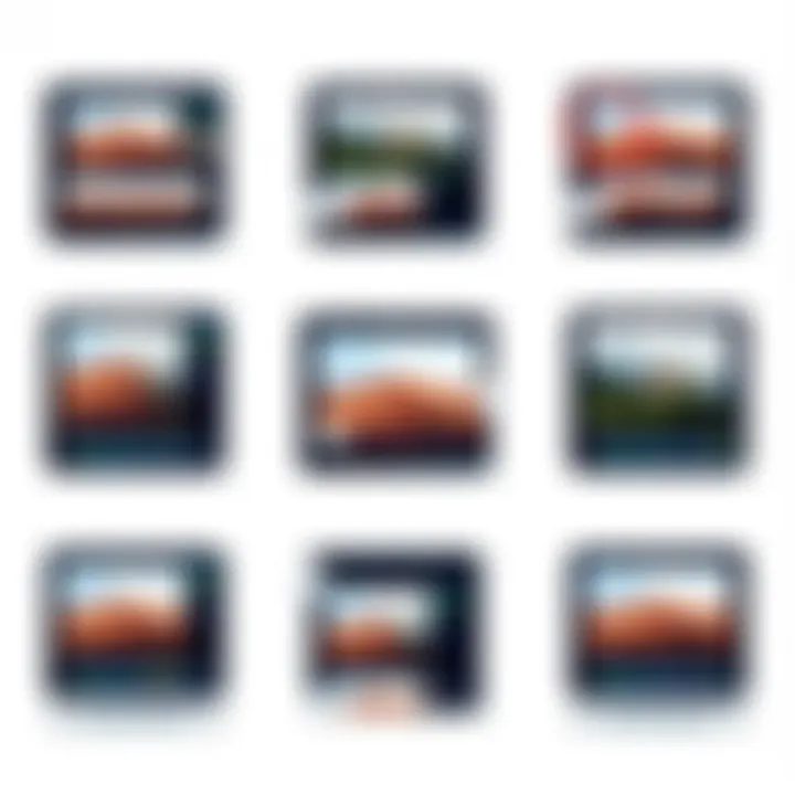 Screenshots of various video cropping app functionalities