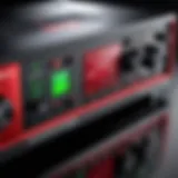 Close-up view of the Focusrite Scarlett Solo interface showcasing its sleek design and connections