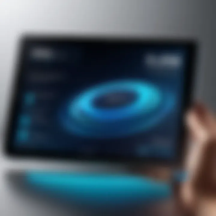 Futuristic concept of tablet display resolution trends