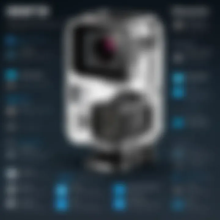 Infographic highlighting unique functionalities of each GoPro model