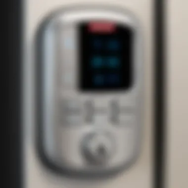 Innovative Keypad Design of Honeywell Electronic Door Lock Close-up view of Honeywell electronic door lock with keypad