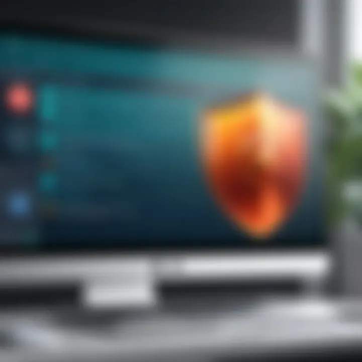 Illustration depicting antivirus software interface on a Mac