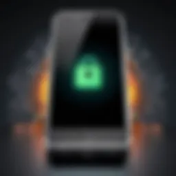Illustration of secured iPhone with firewall symbol