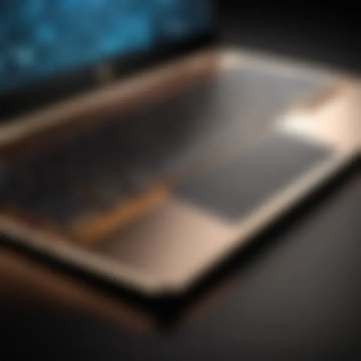 Close-up of unique features such as a backlit keyboard and touchpad on an HP Spectre laptop