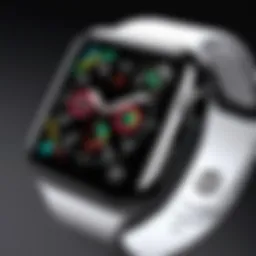 Close-up view of the latest Apple Watch showcasing its sleek design and display features.