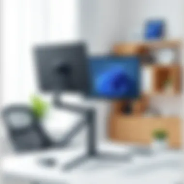 Adjustable Monitor Stand for Versatile Viewing Adjustable monitor stand in a modern home office
