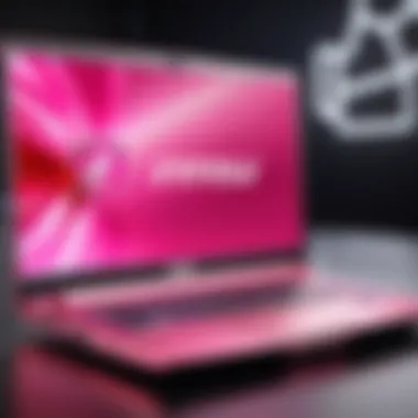 Stylish design of the MSI pink gaming laptop showcasing its aesthetic appeal