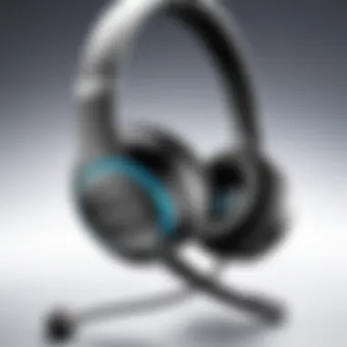 Close-up view of Plantronics wireless headset showcasing design details