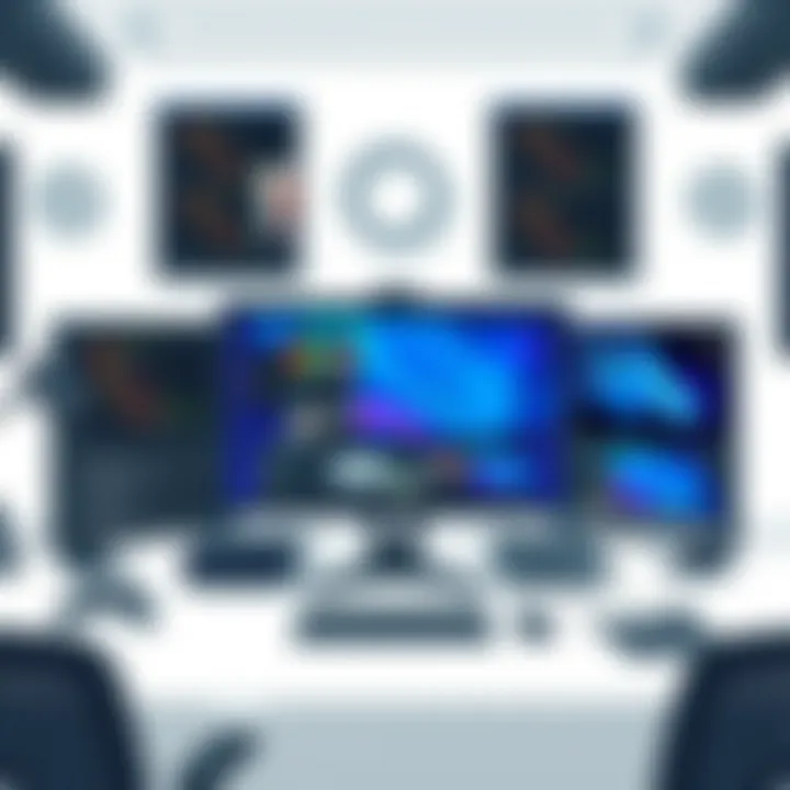 A professional workspace featuring a Mini LED 4K monitor setup