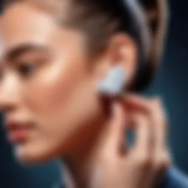 User interacting with Samsung Galaxy Wireless Earbuds Pro with a smartphone