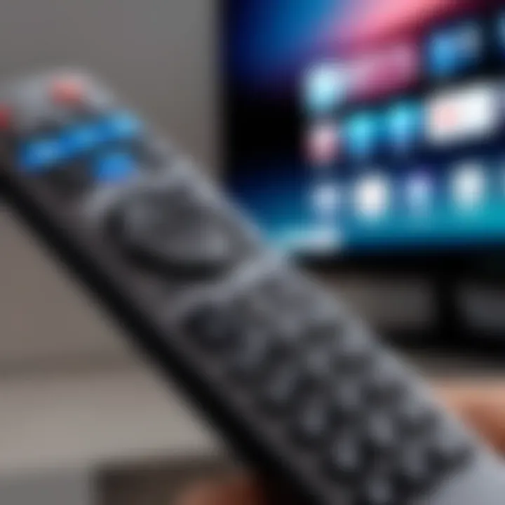 Close-up of Samsung Smart TV remote showcasing advanced features.