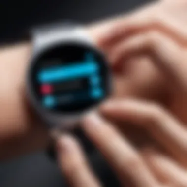 User interacting with smartwatch for phone calls