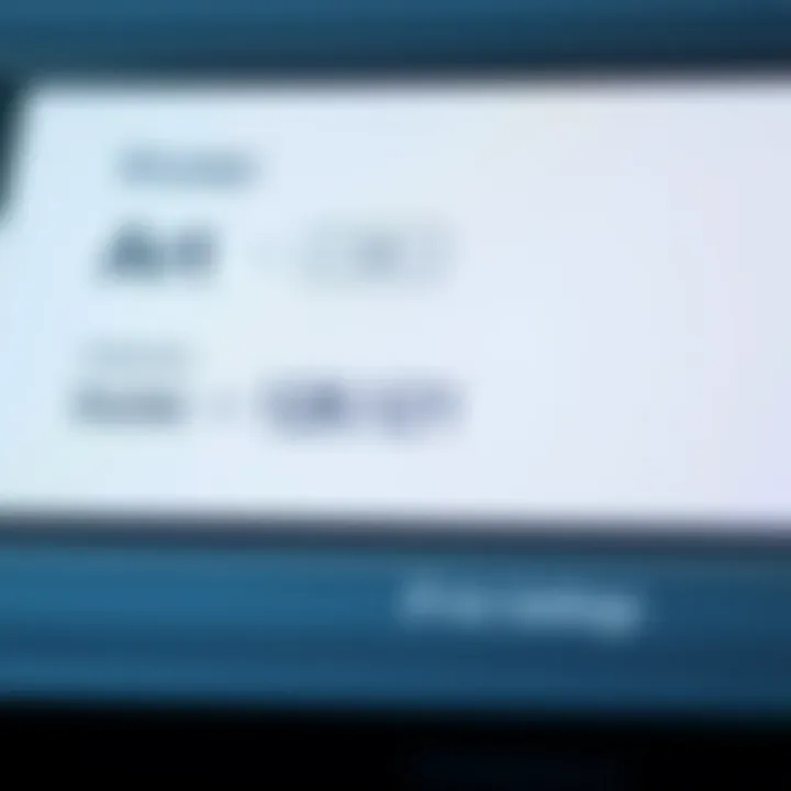 Close-up of printer settings for art printing