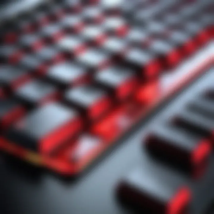 Keyboard showcasing silent red switches in action